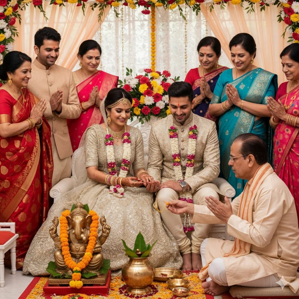 Traditional Hindu pooja service: Engagement Puja (Sagai) performed by experienced pandit in Pune, India