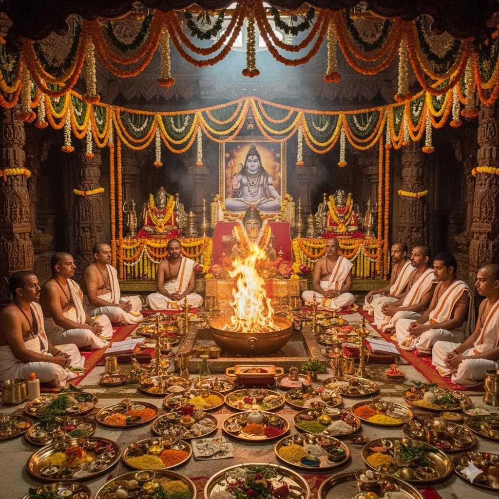 Traditional Hindu pooja service: Rudra Yagna performed by experienced pandit in Pune, India