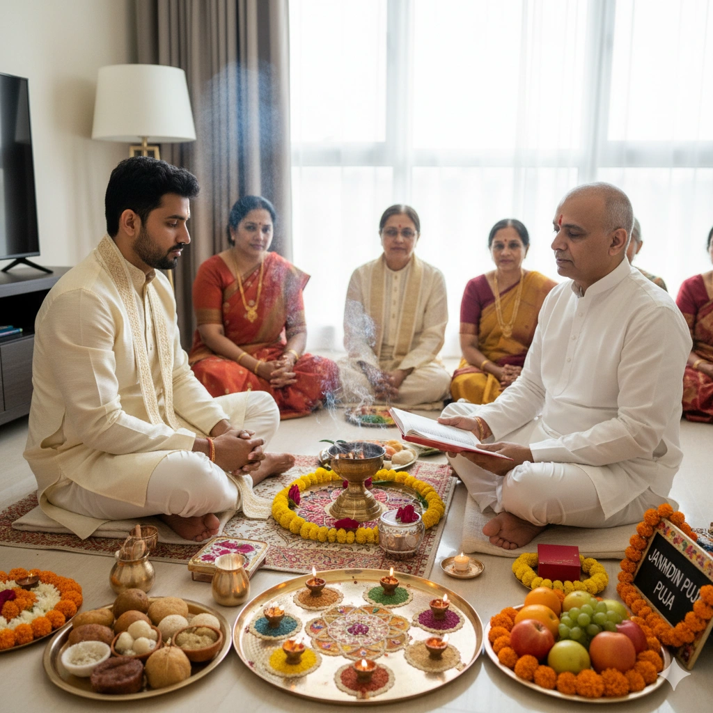 Experienced pandit performing Birthday Puja (Janmadin Puja) pooja in Pune