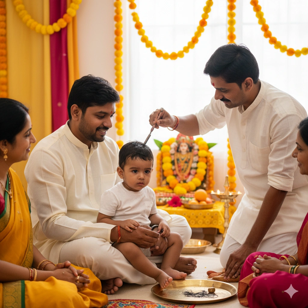 Experienced pandit performing Mundan Sanskar pooja in Pune