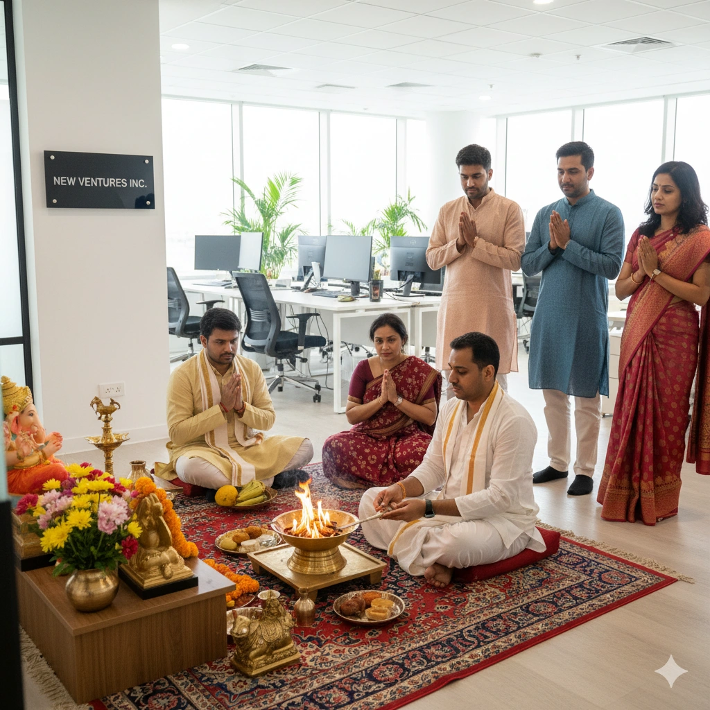 Experienced pandit performing Office Opening Puja (Vastu Puja) pooja in Pune